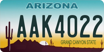 AZ license plate AAK4022