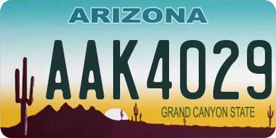 AZ license plate AAK4029