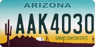 AZ license plate AAK4030
