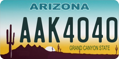 AZ license plate AAK4040