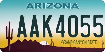 AZ license plate AAK4055