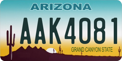 AZ license plate AAK4081