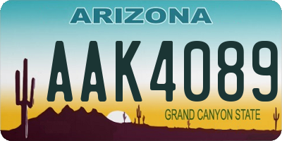 AZ license plate AAK4089