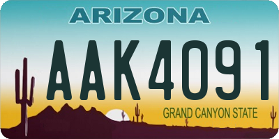 AZ license plate AAK4091
