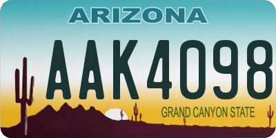 AZ license plate AAK4098
