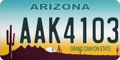 AZ license plate AAK4103