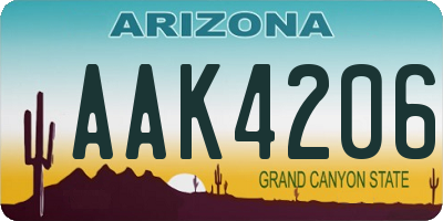 AZ license plate AAK4206