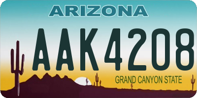 AZ license plate AAK4208