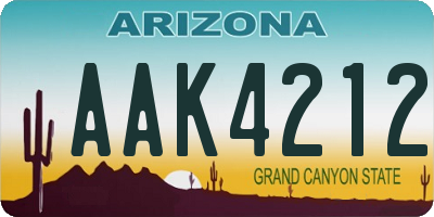 AZ license plate AAK4212