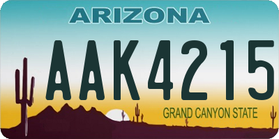 AZ license plate AAK4215