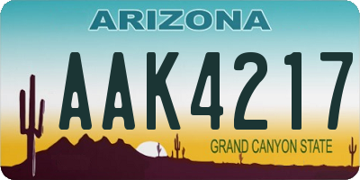 AZ license plate AAK4217