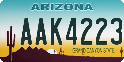 AZ license plate AAK4223