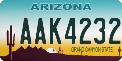 AZ license plate AAK4232