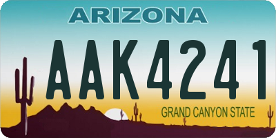 AZ license plate AAK4241