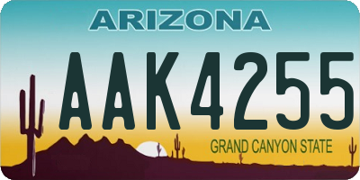 AZ license plate AAK4255