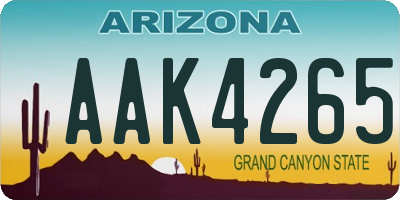 AZ license plate AAK4265