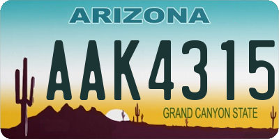 AZ license plate AAK4315