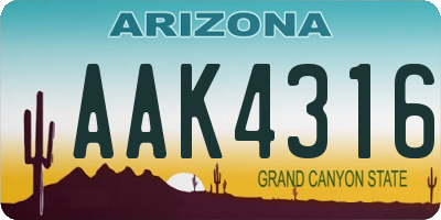 AZ license plate AAK4316