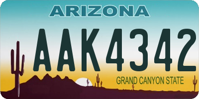 AZ license plate AAK4342
