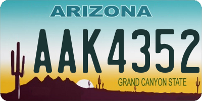 AZ license plate AAK4352