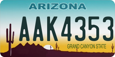 AZ license plate AAK4353