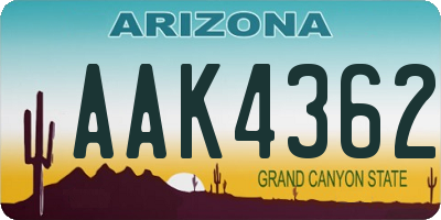 AZ license plate AAK4362