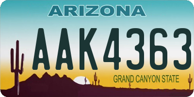 AZ license plate AAK4363