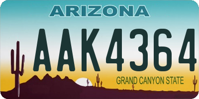 AZ license plate AAK4364