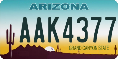 AZ license plate AAK4377