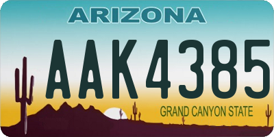 AZ license plate AAK4385