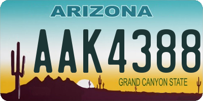 AZ license plate AAK4388