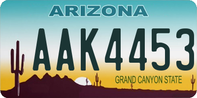 AZ license plate AAK4453