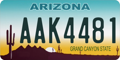 AZ license plate AAK4481