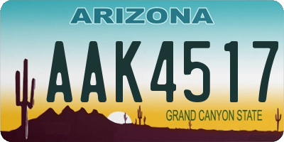 AZ license plate AAK4517