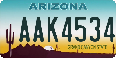AZ license plate AAK4534