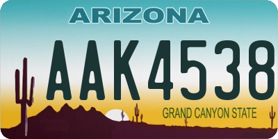 AZ license plate AAK4538