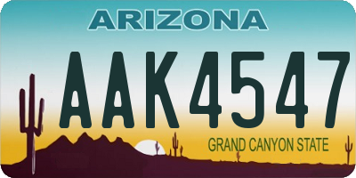 AZ license plate AAK4547