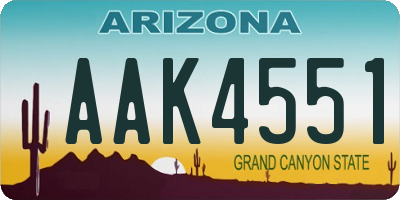 AZ license plate AAK4551
