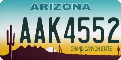 AZ license plate AAK4552