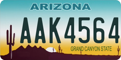 AZ license plate AAK4564