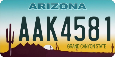 AZ license plate AAK4581
