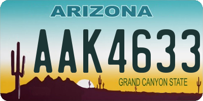 AZ license plate AAK4633