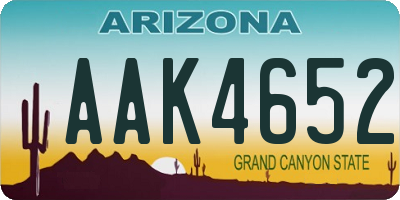 AZ license plate AAK4652