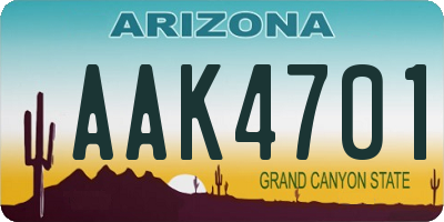 AZ license plate AAK4701