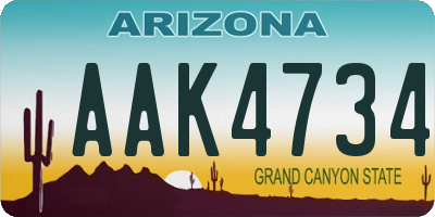 AZ license plate AAK4734
