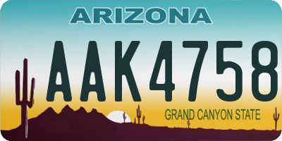 AZ license plate AAK4758