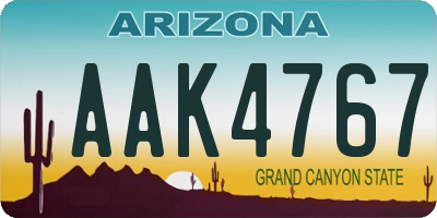 AZ license plate AAK4767