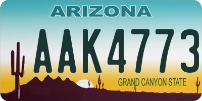 AZ license plate AAK4773