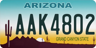 AZ license plate AAK4802