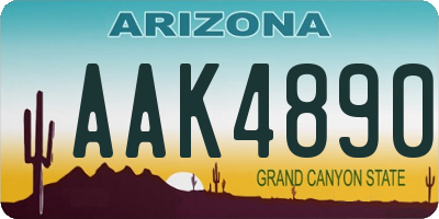 AZ license plate AAK4890